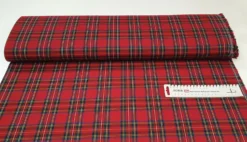 TARTANSTOFF SCHOTTISCH CHECK DUNKELROT MIT BLAU