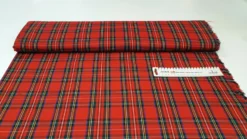 TARTANSTOFF SCHOTTISCH CHECK WEIHNACHTSROT MIT BLAU