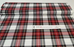 TARTANSTOFF SCHOTTISCH CHECK WEISS-ROT-SCHWARZ