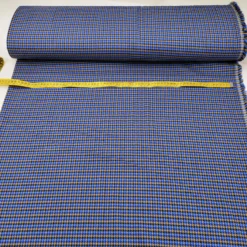 TWEED STOFF HAHNENTRITT / PIED DE POULE - Fb. 007 BLAU / SCHWRZ / BEIGE