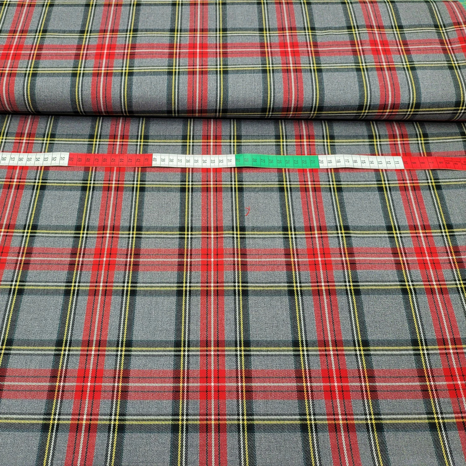 TARTANSTOFF SCHOTTISCH CHECK - Fb. GRAU / ROT