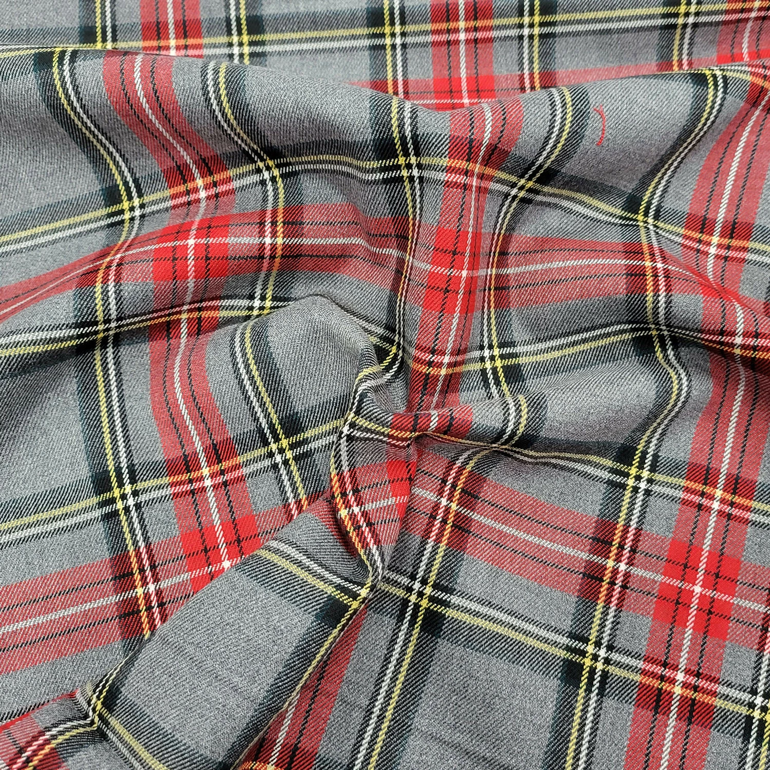 TARTANSTOFF SCHOTTISCH CHECK - Fb. GRAU / ROT – Bild 2