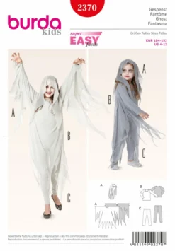 BURDA SCHNITTMUSTER 2370 - GESPENST: CAPE - KOPFBEDECKUNG - AUSGEZACKT