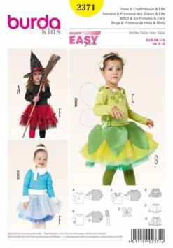 BURDA SCHNITTMUSTER 2371 - HEXE, EISPRINZESSIN, ELFE - SHIRT - TÜLLROCK - FLÜGEL