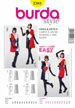 BURDA SCHNITTMUSTER 2383 - KLEID MIT SPIELKARTENMOTIV