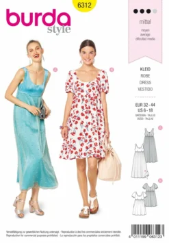 BURDA SCHNITTMUSTER 6312 - KLEID – EMPIRE-LINIE – BALLETT- AUSSCHNITT