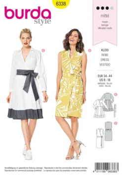 BURDA SCHNITTMUSTER 6338 - WICKELKLEID – FALTENROCK – SCHMALES WICKELKLEID