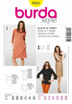 BURDA SCHNITTMUSTER 7031 - SPITZENKLEID, U-BOOT-AUSSCHNITT