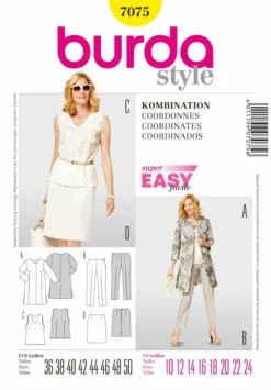 BURDA SCHNITTMUSTER 7075 - DAMEN KOMBINATION