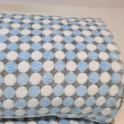 FLEECE STOFF GETUPFT BLAU-WEISS